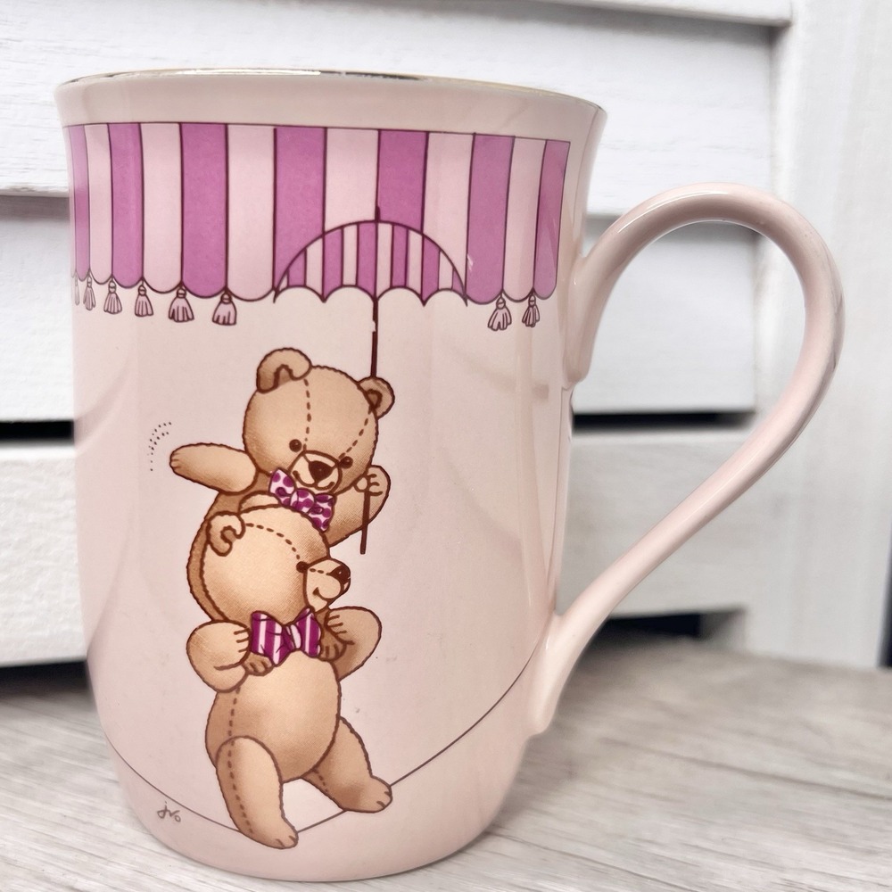 Vintage Otagiri Japan Pink Teddy Bear Mug 1980s Gibson Greetings~Discontinued